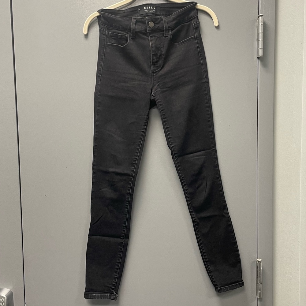 DSTLD High Waisted Skinny Jean - Slightly Distressed Black Size 25 X 28